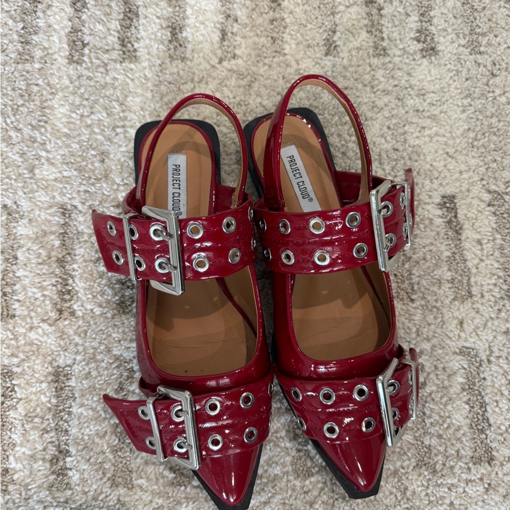 Red Buckle Women Shoes